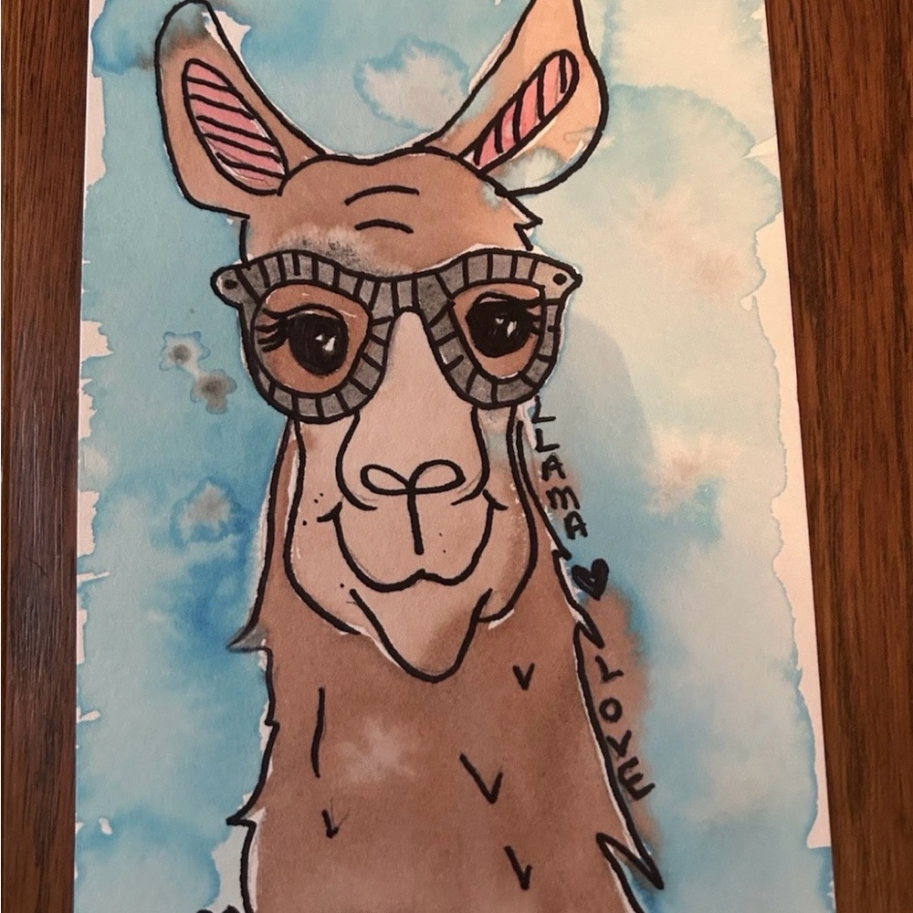 Llama Love Art Print with Glasses
